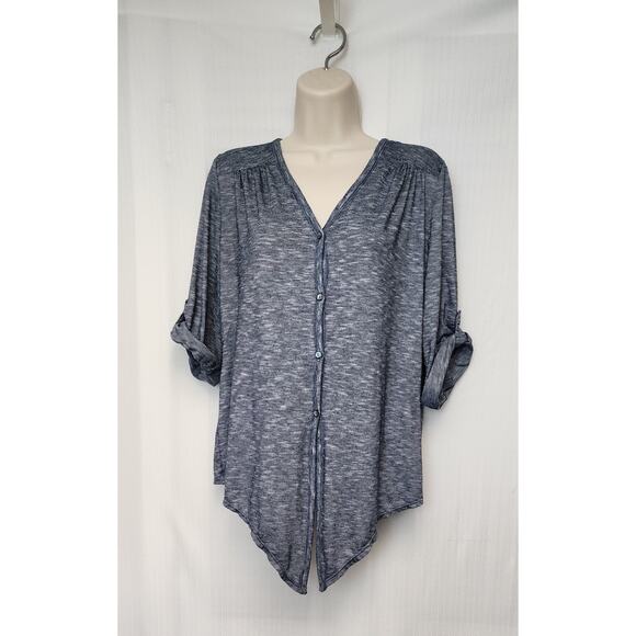 Max Studio Button Down & Tie Blouse Color Blue Size Large - Picture 8 of 10